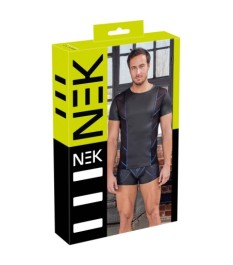 Shirt im stylischen Material-Mix