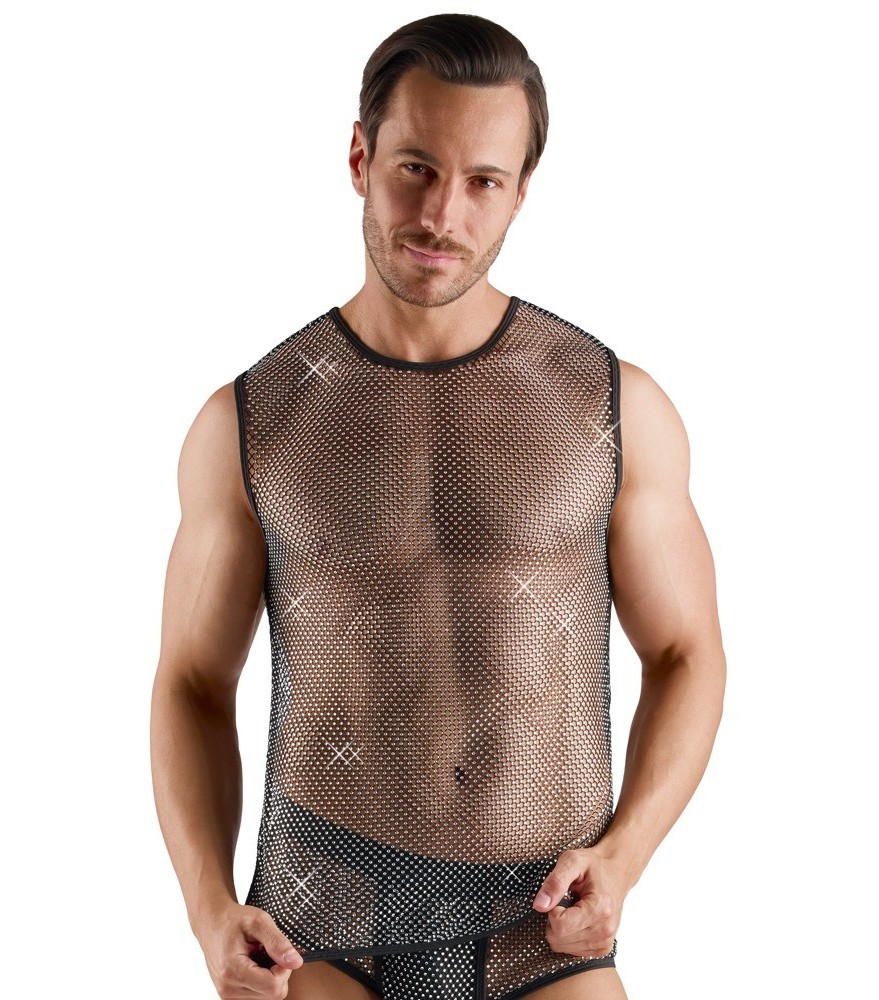 Netzshirt mit Glitzersteinen