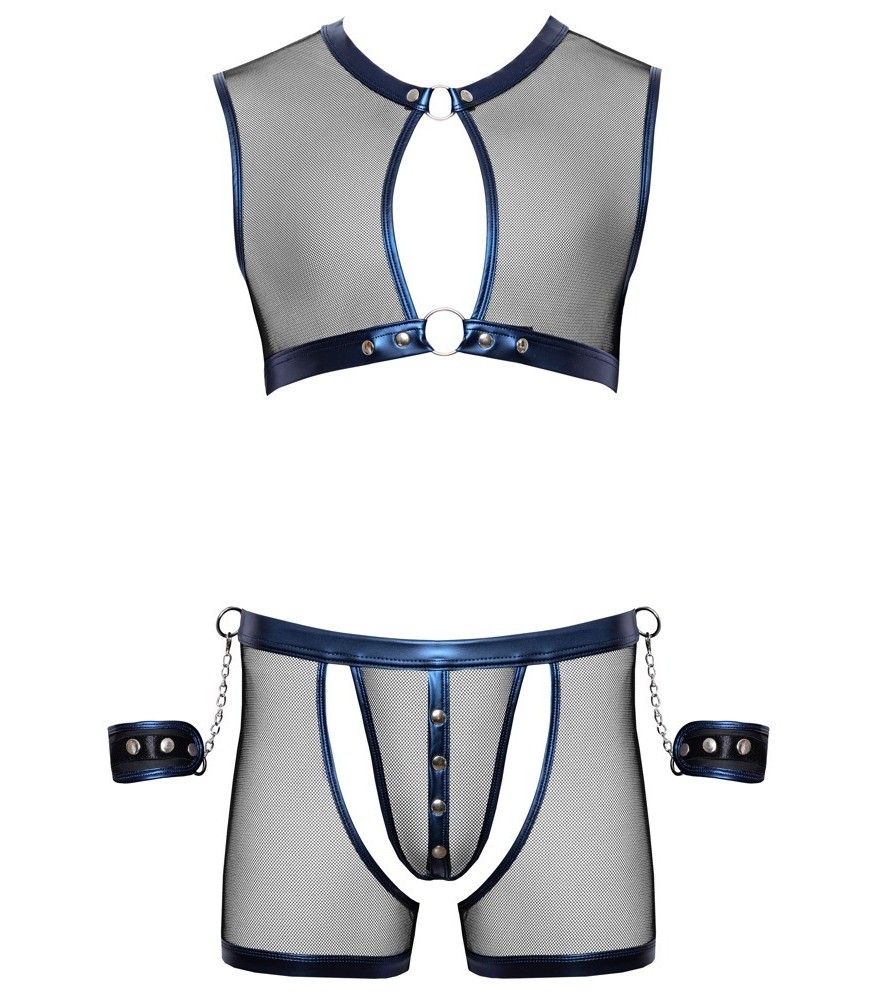 Netz-Top mit Netz-Pants & Handfesseln
