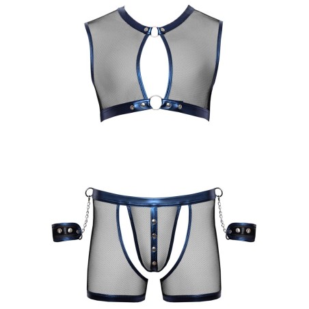 Netz-Top mit Netz-Pants & Handfesseln