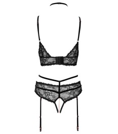 Bralette plus Straps-Slip aus Spitze mit Samtdetails