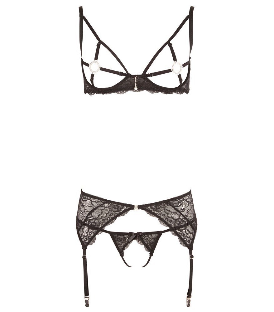 3-teiliges Strapsset aus Spitze
