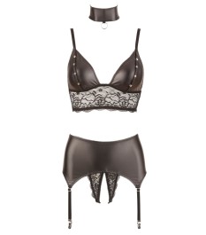 3-teiliges Straps-Set im Mattlook mit Blütenspitze