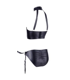 Ouvert-BH plus Straps-Slip „Bondage“ im schwarzen Mattlook