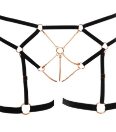 BH ouvert plus Slip ouvert aus elastischen Samtbändern