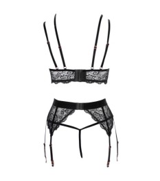 3-teiliges Straps-Set aus Spitze mit Samtdetails