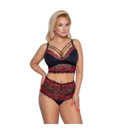 BH plus Slip mit edler 2-farbiger Spitze