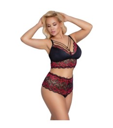 BH plus Slip mit edler 2-farbiger Spitze