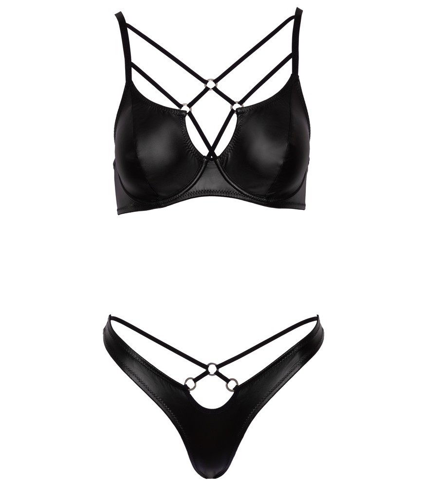 Bügel-BH plus String mit abnehmbaren Strapsen