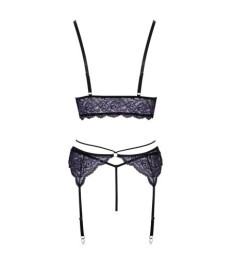 3-teiliges Straps-Set aus 2-farbiger Blütenspitze