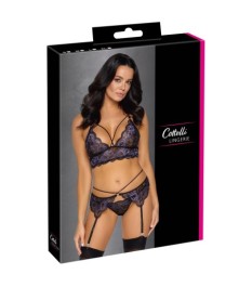 3-teiliges Straps-Set aus 2-farbiger Blütenspitze