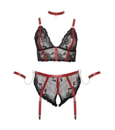 Longline-BH plus Straps-Slip ouvert inklusive Halsband und Armfesseln