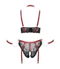 Longline-BH plus Straps-Slip ouvert inklusive Halsband und Armfesseln