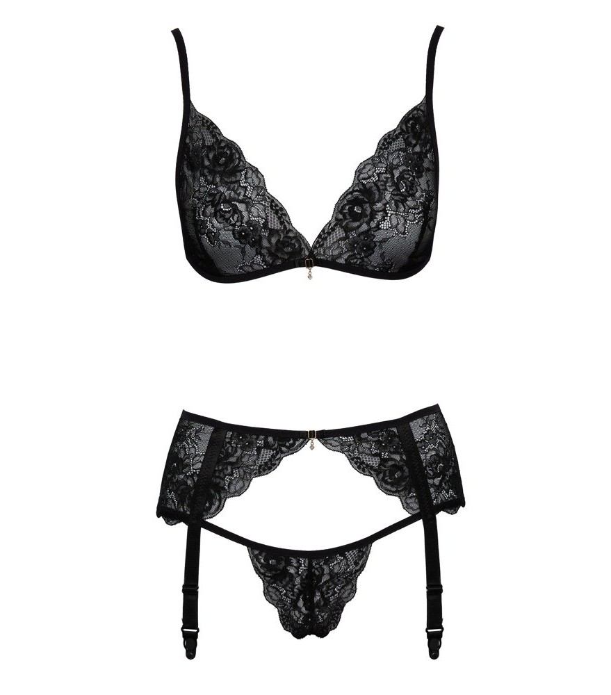 3-teiliges Straps-Set aus feiner Spitze