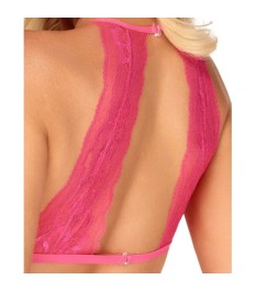 BH plus Slip aus pinkfarbener Spitze