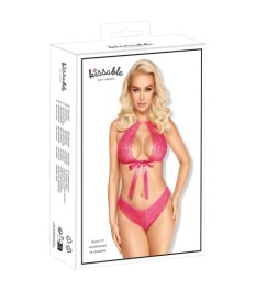 BH plus Slip aus pinkfarbener Spitze