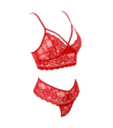 Bralette plus Riostring aus weicher roter Stretch-Spitze