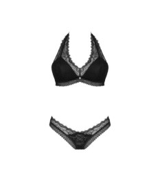 BH plus Slip aus pinkfarbener Spitze