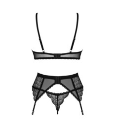 3-teiliges Straps-Set „Chemeris“, transparent mit effektvoller Spitze