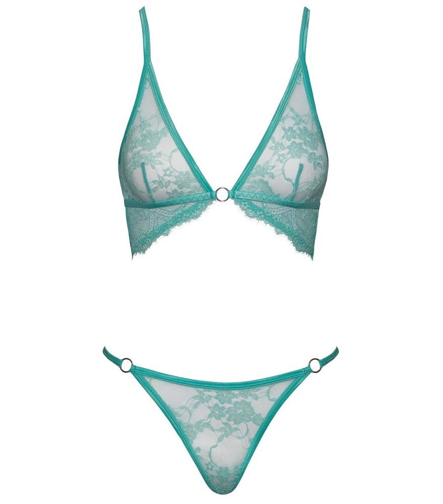 Dessous-Set aus mintfarbener Spitze