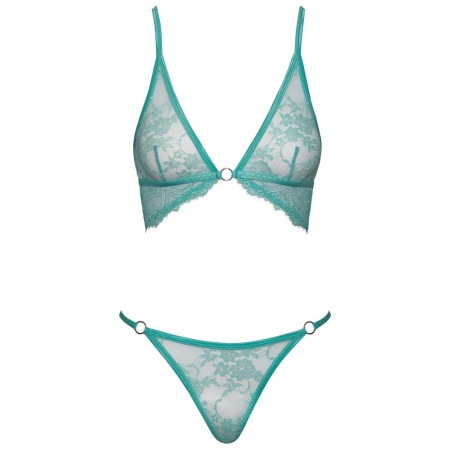 Dessous-Set aus mintfarbener Spitze
