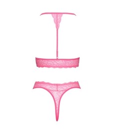 Dessous-Set aus pinkfarbener Spitze