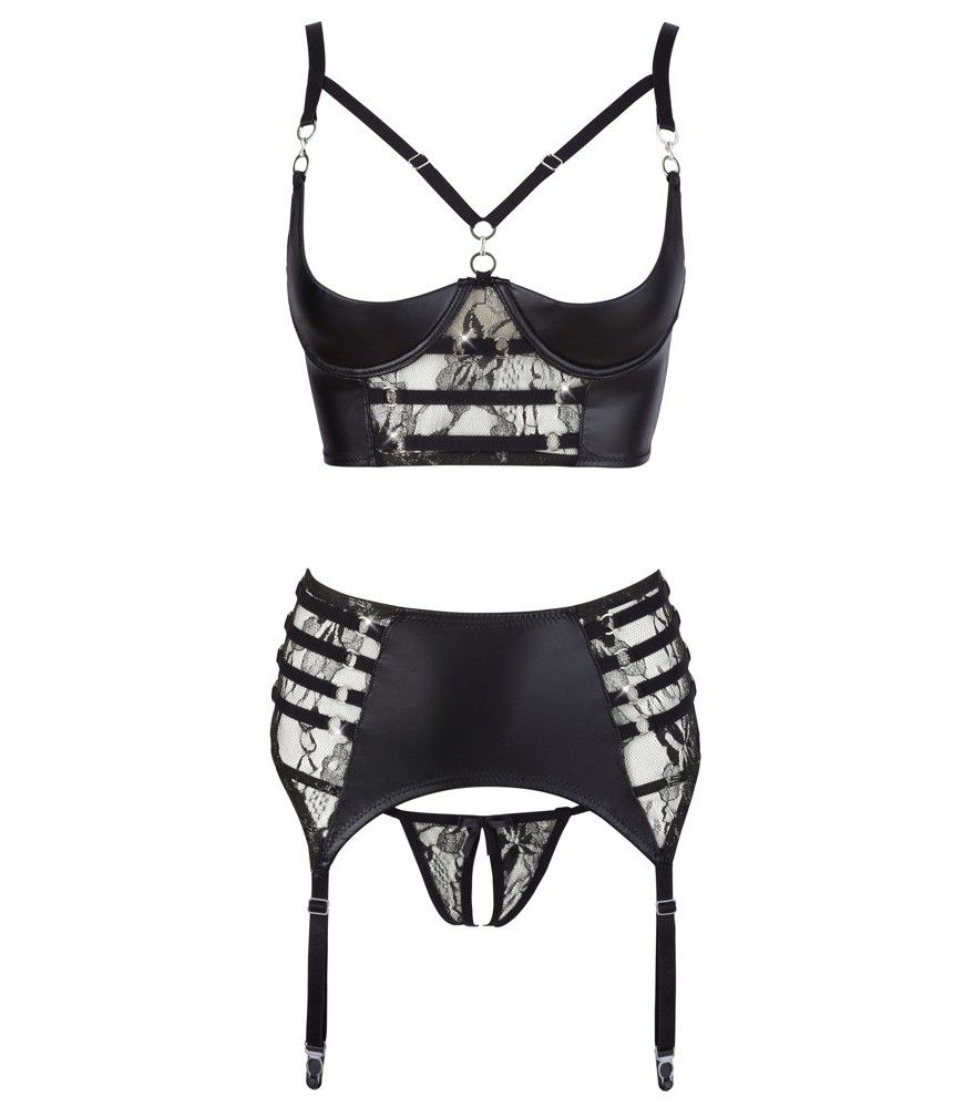 3-teiliges Hebe-Set mit Strapsgurt plus String ouvert