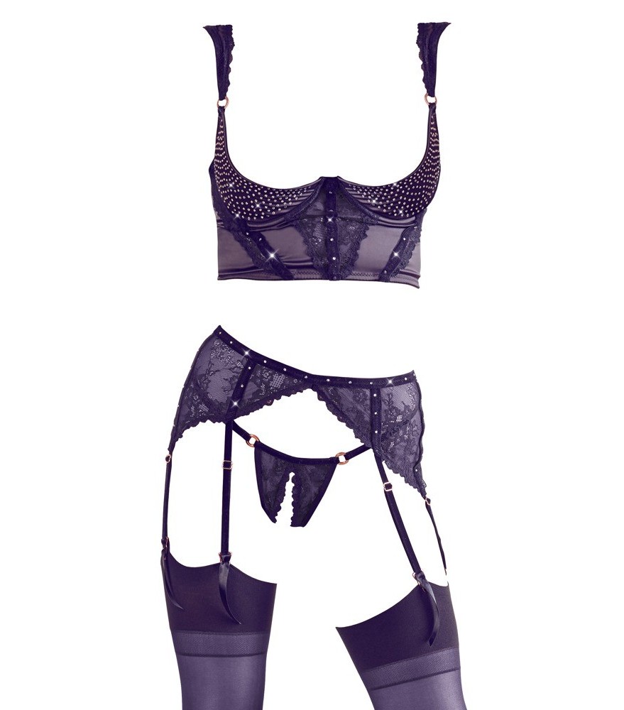 Hebe-Set aus Spitze und Samtelementen