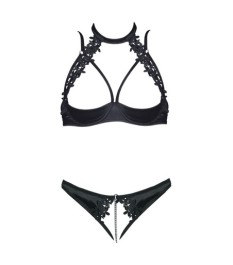 Hebe-BH plus String ouvert mit floraler Stickerei-Verzierung