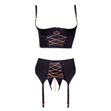 3-teiliges Hebe-Set aus Stretchsatin mit roségoldfarbenen Details