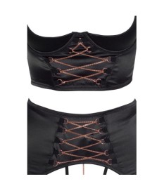 3-teiliges Hebe-Set aus Stretchsatin mit roségoldfarbenen Details