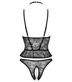 Hebe plus Slip ouvert aus weicher Stretch-Spitze mit Samtdetails