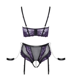 Hebe plus Straps-Slip ouvert im edlen Material-Mix