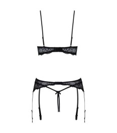 3-teiliges Straps-Set aus feiner Spitze mit Glitzerringen