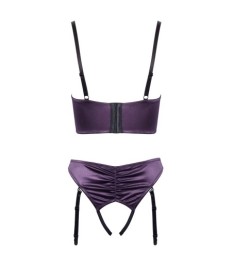 Hebe plus Straps-Slip ouvert aus Stretch-Satin in edlem Lila mit schwa