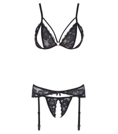 Hebe-BH plus Slip ouvert aus Satin