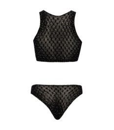 Top plus Slip mit funkelndem Allover-Strassbesatz