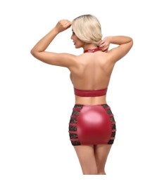 Top plus Minirock im roten Wetlook