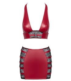 Top plus Minirock im roten Wetlook