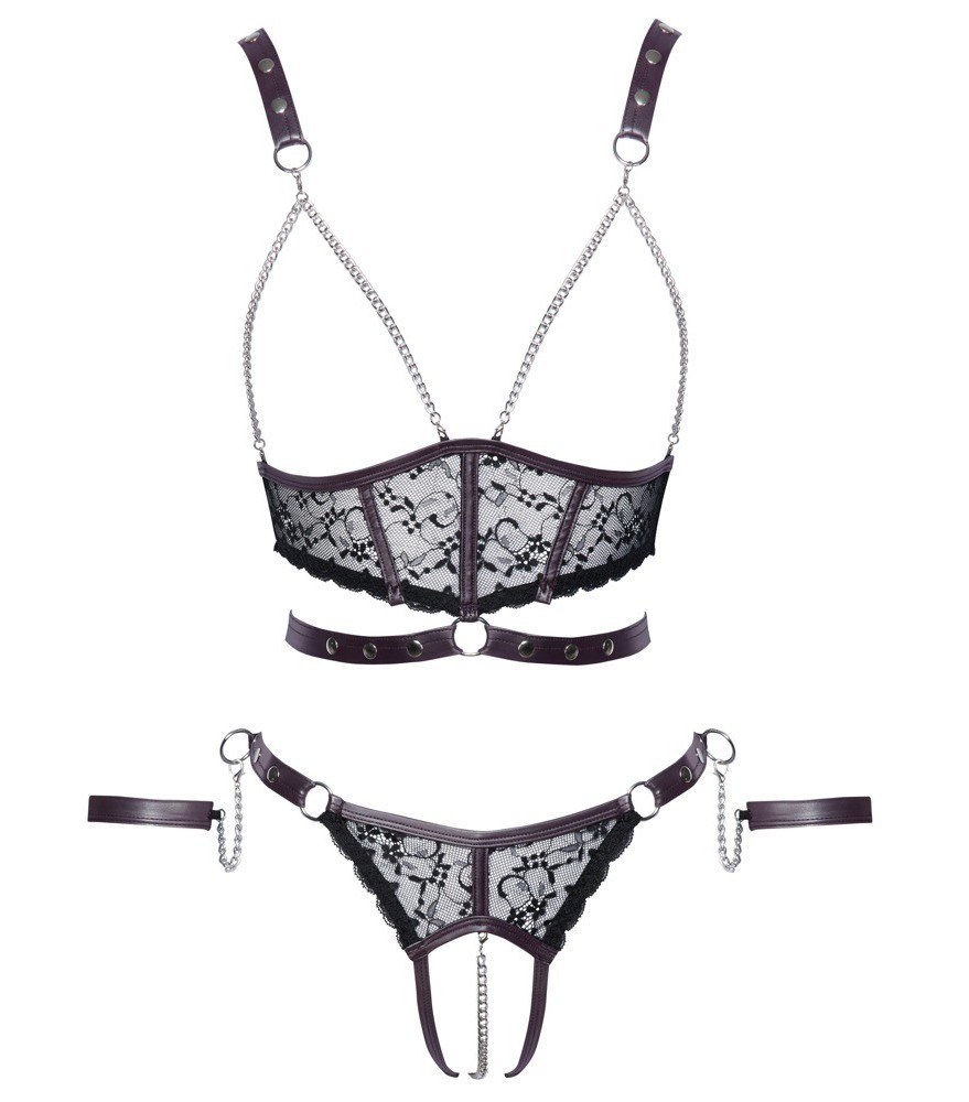 Ouvert-Set mit abnehmbaren Handfesseln