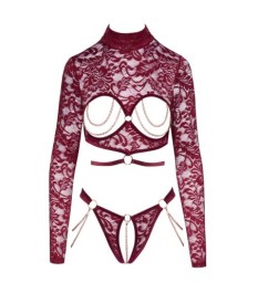 3-teiliges Hebe-Set aus Stretchsatin mit roségoldfarbenen Details