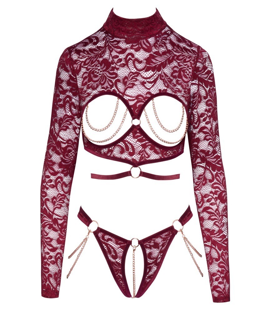 Ouvert-Set aus Spitze und Samt