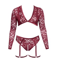 Hebe plus Slip ouvert aus weicher Stretch-Spitze mit Samtdetails