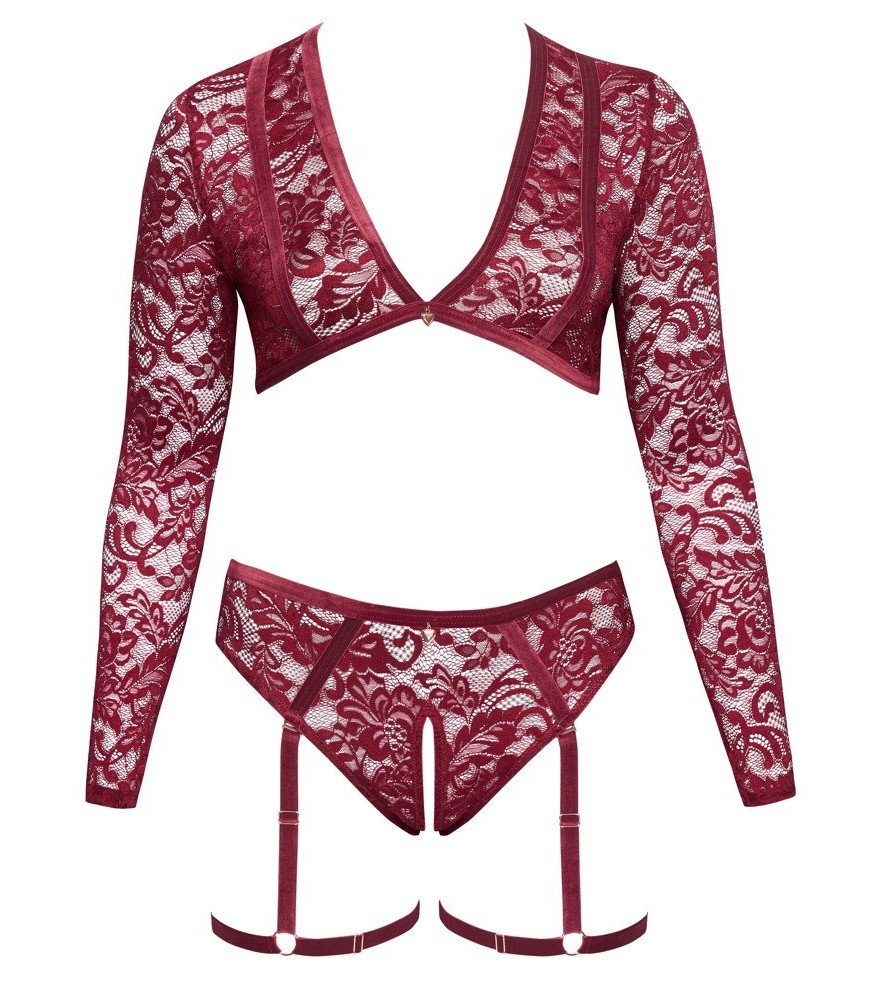 Spitzen-Set mit Samt-Strapsen