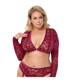 Hebe plus Straps-Slip ouvert im edlen Material-Mix