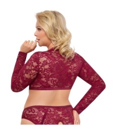 Hebe plus Straps-Slip ouvert im edlen Material-Mix