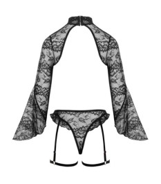 Ouvert-Set aus Spitze und Samtbändern