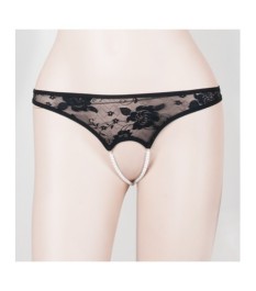 String ouvert mit zweireihiger Perlenkette im Schritt