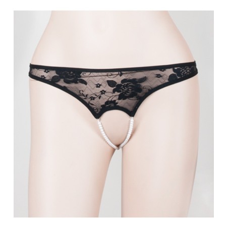 String ouvert mit zweireihiger Perlenkette im Schritt