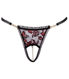 Riostring ouvert aus 2-farbiger Spitze mit Strassdetails